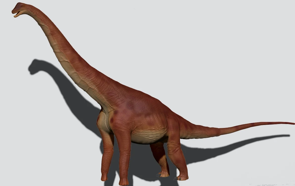 Life reconstruction of Alamosaurus sanjuanensis with a long upright neck