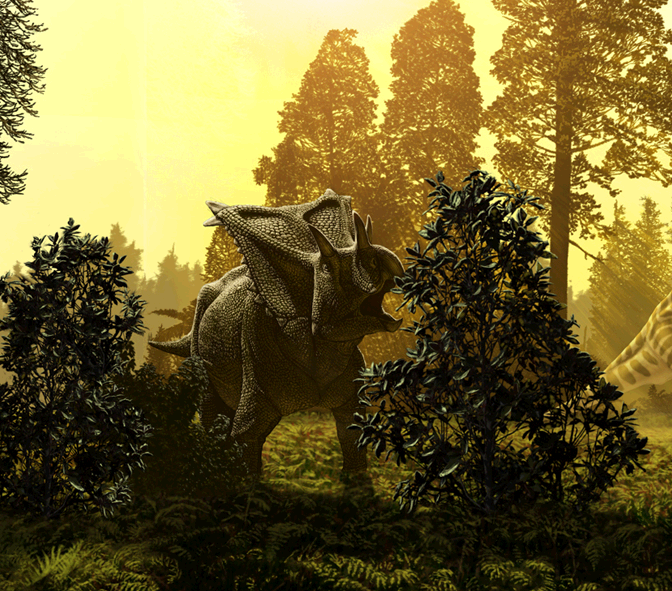 Chasmosaurus belli browsing in a Dinosaur Park Formation forest